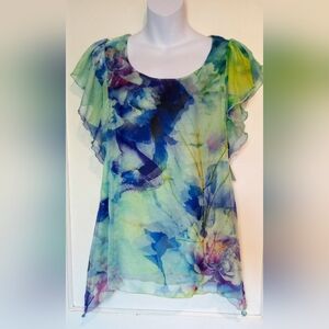 🛍️ BUNDLE ONLY 🛍️Emerald Watercolor Floral Blouse